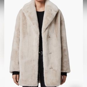 ALLSAINTS Amice Faux Fur Jacket Alpaca White Blush Size US 4 / EU 36